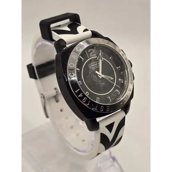 New COACH 1941 Ladies' 41mm Black Ceramic Silicone Watch. Box + Papers. - Picture 9 of 16